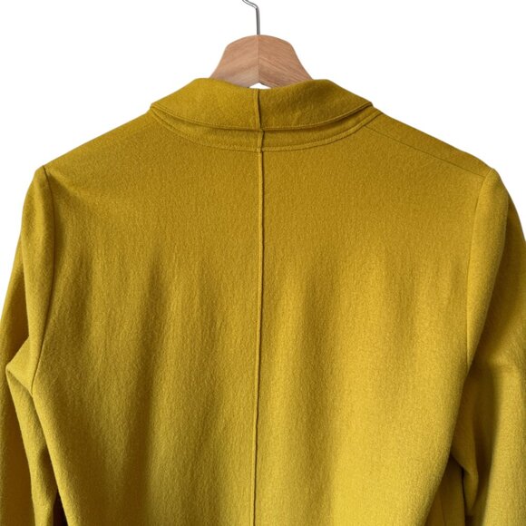 Eileen Fisher Sm Boiled Wool Cardigan Shawl Collar Open Front Pockets Mid Length - Picture 8 of 16